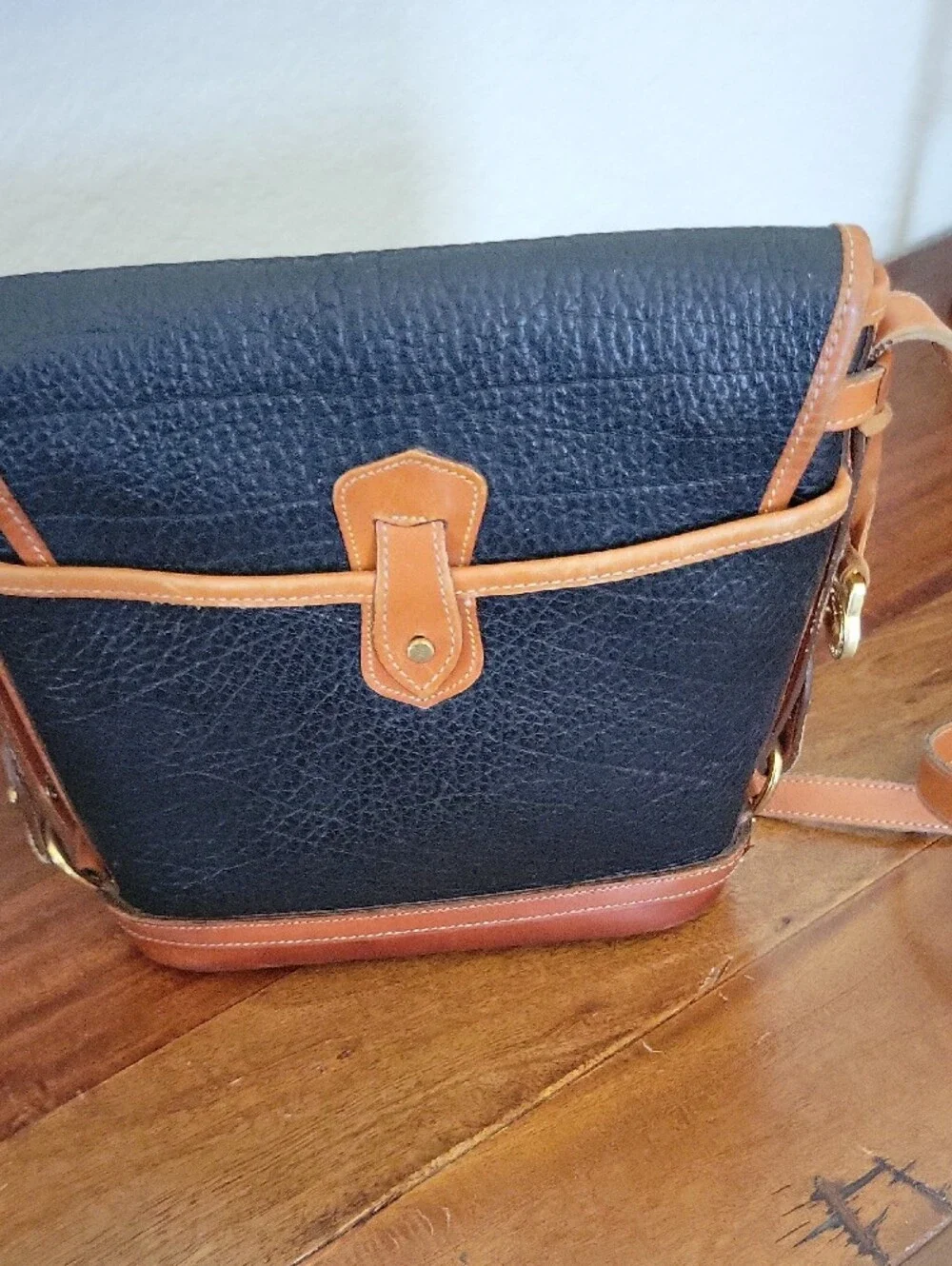 Dooney & Bourke Rare Black Pebbled Leather Calvary Spectator Bag